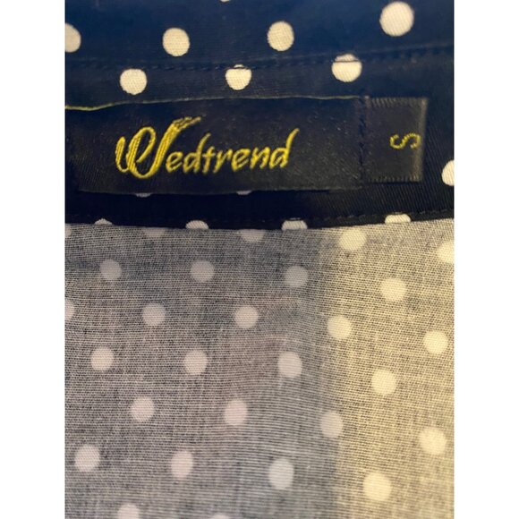 Wedtrend 1950s Style Retro Dress Womens Small Black White Polka Dot Tradwife - Picture 11 of 12